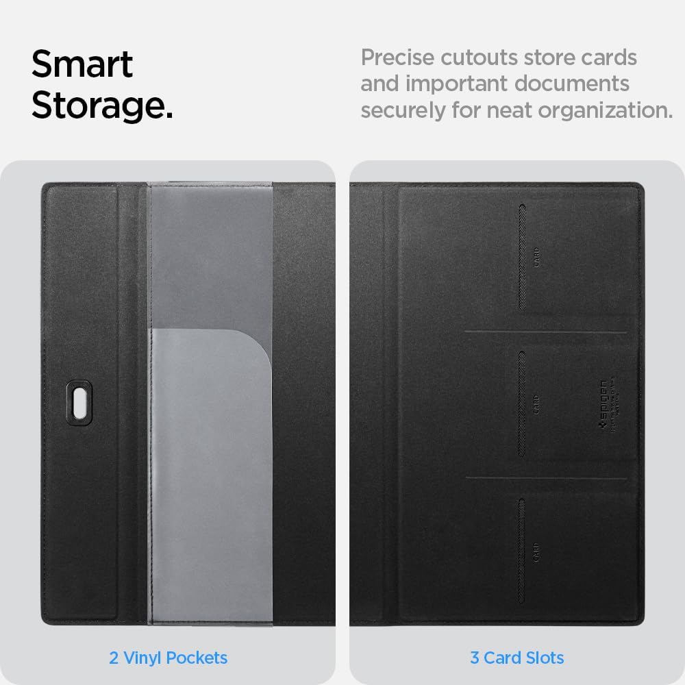 Spigen Hyper-Slim Car Registration and Insurance Card Holder for All Cars [Tesla Model Y Juniper (2025/26) & 3/Y/S/X/Cybertruck] Store Card Keys, ID License Holder, Essential Documents - Black