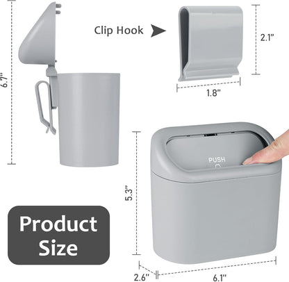 Accmor Car Trash Can with Lid, Mini Auto Dustbin Garbage Organizer Holder 2 Packs, Automotive Storage Container Bin with 60 Pcs Bags for Vehicle, Home, Office