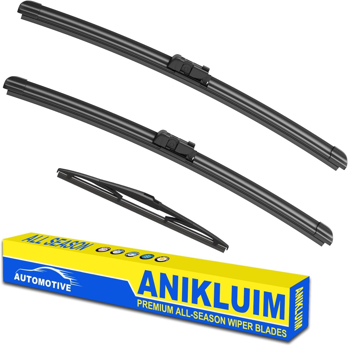 ANIKLUIM® 28"+28" Wiper Blades with 16" Rear Wiper Blade Set Replacement for 1996-2007 Caravan Town & Country Windshield Wipers Original Factory Quality (Pack of 3) - Colors A