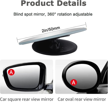 Upgrade HD Glass Wide Angle Blind Spot Mirror, Frameless 360 Adjustable Convex Rear View Mirror for Cars, Trucks and SUV - Big Fan Shaped 2pcs
