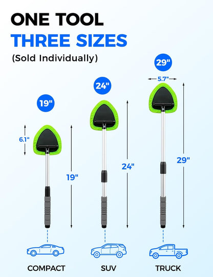 XINDELL 24-inch Windshield Cleaner Tool – Upgrade Large Head Car Interior&Exterior Window Cleaning Kit with Extendable Handle & 4 Microfiber Pads, Auto Wiper Brush for Car, Trucks, SUVs, RVs & Home