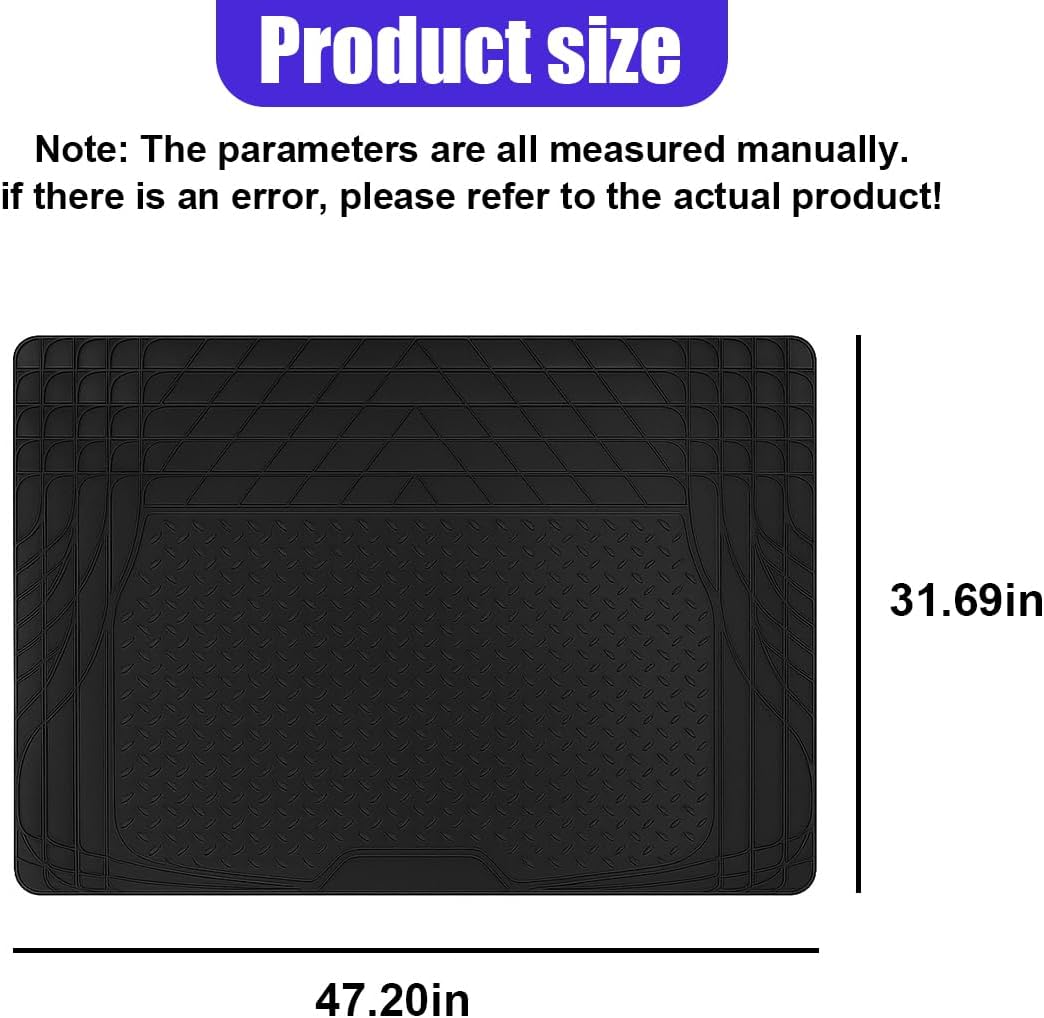 Car Cargo Liner, All Weather Heavy Duty Trunk Liner, Anti-Slip Trimmable Floor Mat, Universal Automotive Trunk Protection Mat for Cars, SUVs, Trucks (Black)