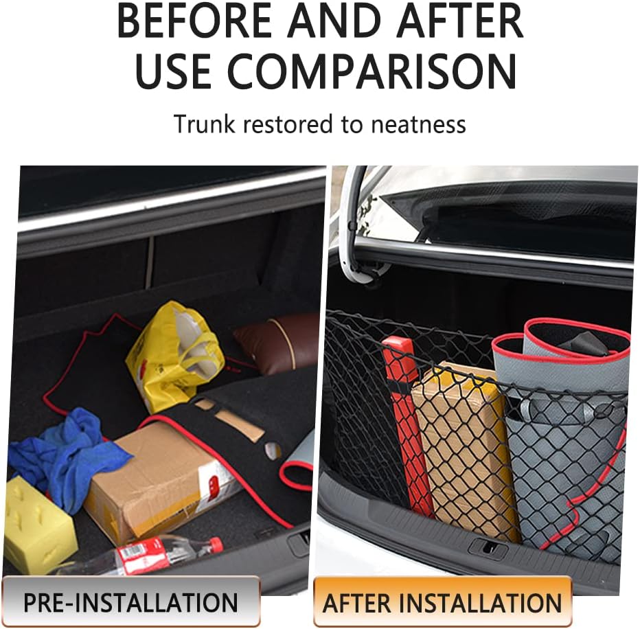 Car Rear Cargo Net with Good Elasticity&Tensile Strength Trunk Net Organizer for SUV Truck,Ideal Car Net Keeps Overlanding Accessories (L 43.3''x15.74'')
