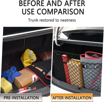 Car Rear Cargo Net with Good Elasticity&Tensile Strength Trunk Net Organizer for SUV Truck,Ideal Car Net Keeps Overlanding Accessories (L 43.3''x15.74'')