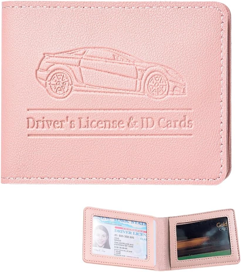 Car Registration Insurance Holder, Vehicle Document Glove Box Organizer, Small Automotive Interior Comparment Driver License Case Accessories for Men Women, Universal Fit (Red)