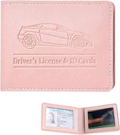 Car Registration Insurance Holder, Vehicle Document Glove Box Organizer, Small Automotive Interior Comparment Driver License Case Accessories for Men Women, Universal Fit (Red)