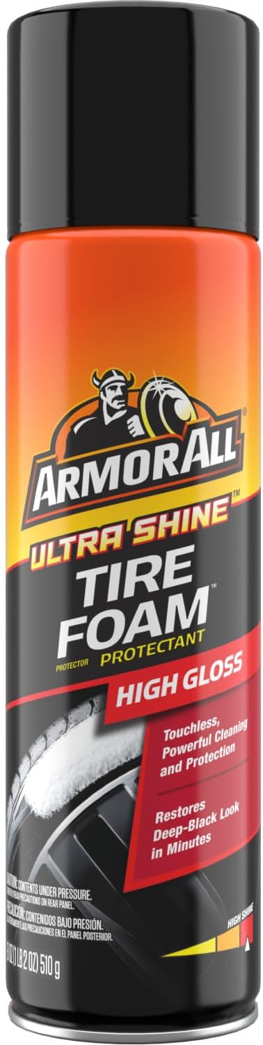 Armor All Car Tire Foam Spray, Tire Cleaner Foam for Restoring Color and Tire Protection, 4 Oz (Packaging May Vary)