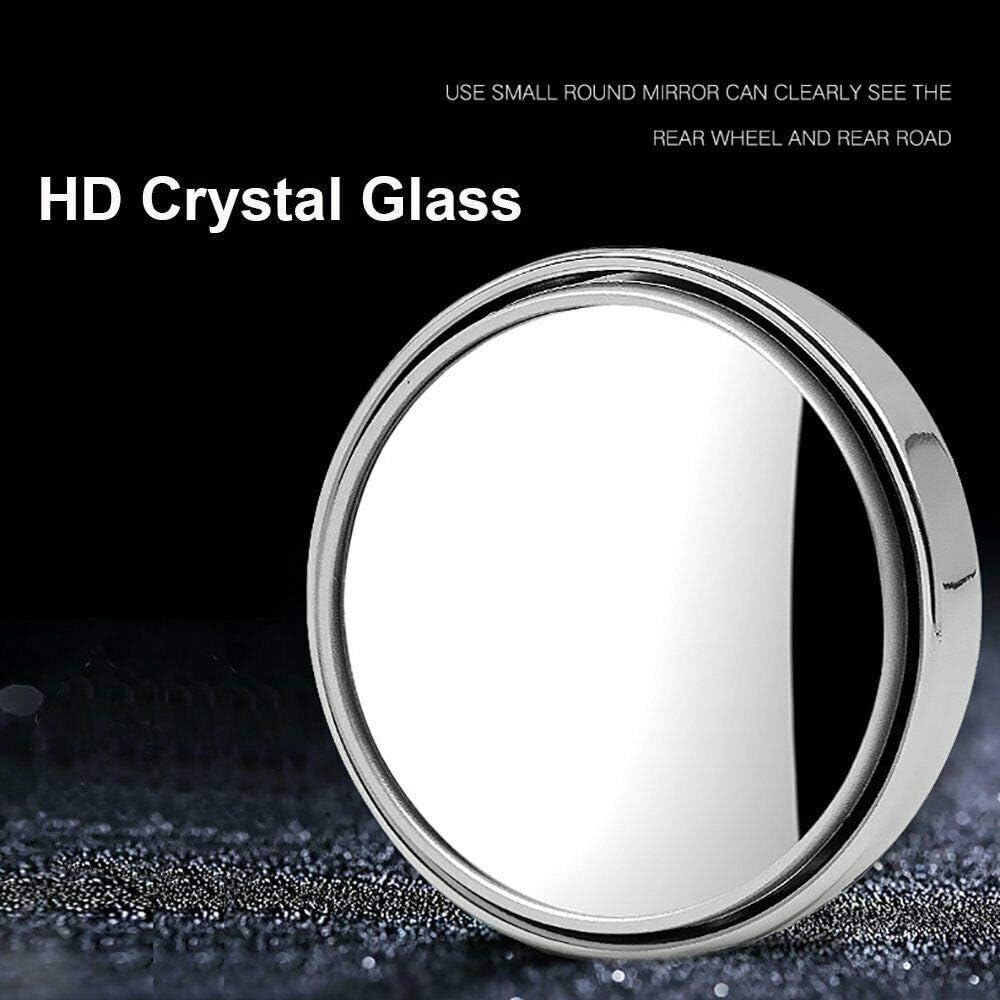 2 pcs Blind Spot Mirrors, 2" Round HD Glass Convex 360° Wide Angle Side Rear View Mirror with ABS Housing for Cars SUV and Trucks, Black, Pack of 2