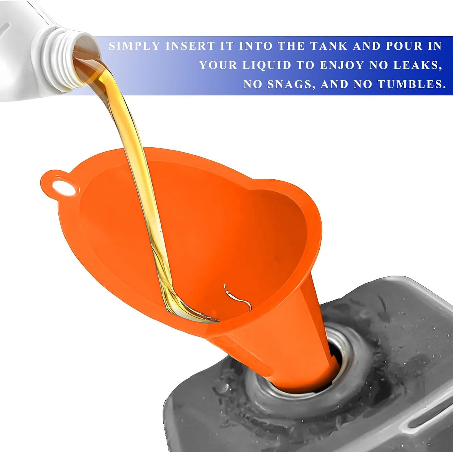 2PCS Oil Funnel, Flexible Multi-Function Automotive Oil Funnel, Spill-Proof Plastic Long Neck Engine Funnels Set for Gas Lubricants Water Diesel Fuel Kerosene, Car Accessories (Blue)
