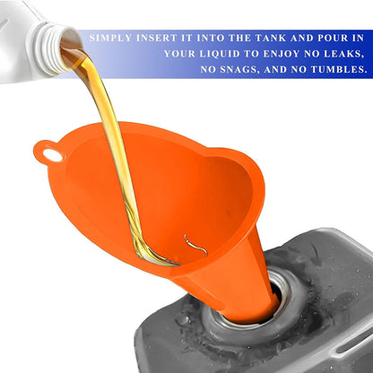 2PCS Oil Funnel, Flexible Multi-Function Automotive Oil Funnel, Spill-Proof Plastic Long Neck Engine Funnels Set for Gas Lubricants Water Diesel Fuel Kerosene, Car Accessories (Blue)