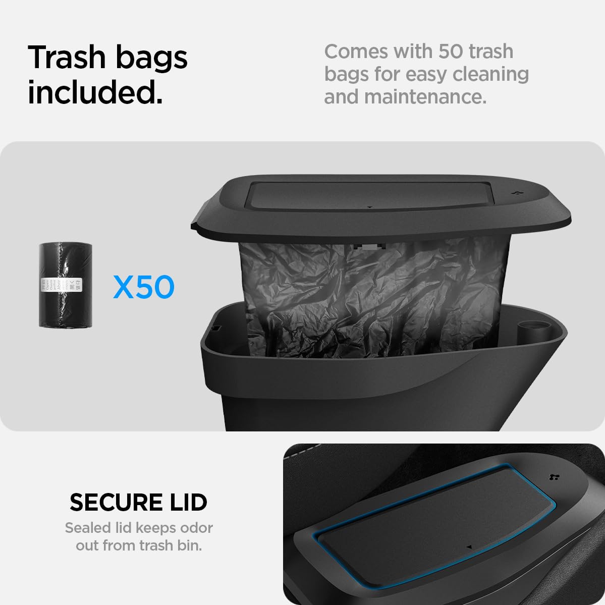 Spigen Door Pocket XL Car Trash Can [with Magnetic Lid] Waterproof Door Pocket Organizer 2025 2026 Tesla Model Y Juniper Premium & Performance Accessories - Driver Side Only