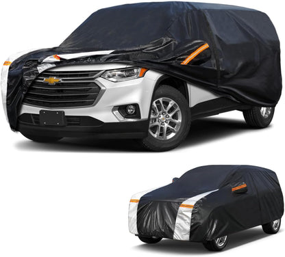 Large SUV Car Cover for Chevy Suburban 100% Waterproof All Weather, Heavy Duty Outdoor Full Exterior Covers Rain Sun Wind UV Protection. - Colors A