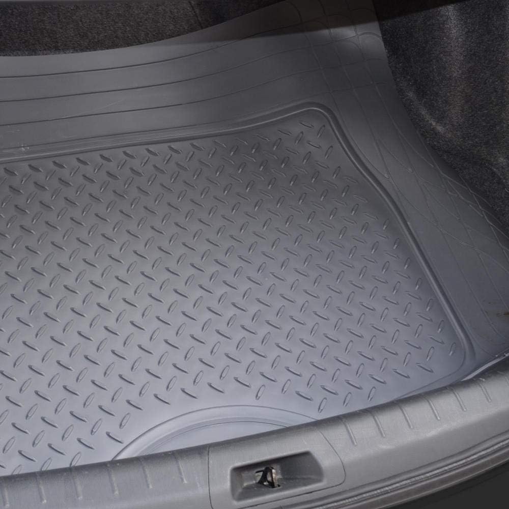 Motor Trend FlexTough Performance All Weather Rubber Car Mats with Cargo Liner - Full Set Front & Rear Floor Mats for Cars Truck SUV, Automotive Floor Mats (Black)