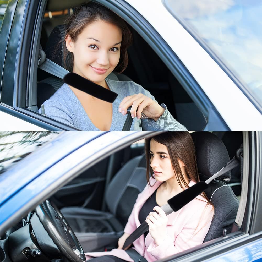 2PCS Fluffy Car Seatbelt Covers - Soft&Comfortable Plush Seat Belt Cushion Protects Shoulder - Universal Seat Belt Covers for Adults or Children Fits Car Truck SUV Van RV (Pink/2pcs)