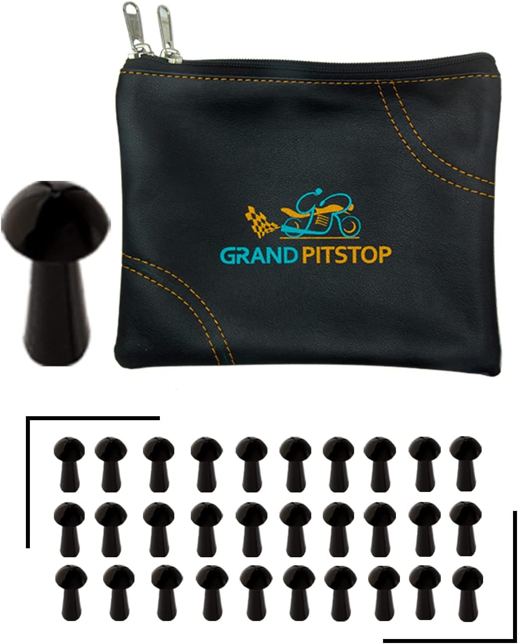 GRAND PITSTOP Tubeless Tire Gun Puncture Repair Kit with Mushroom Plug for Tyre Punctures and Flats on Cars, Motorcycles, ATV, Trucks & Tractors (Gun Puncture Kit 30 Plugs)