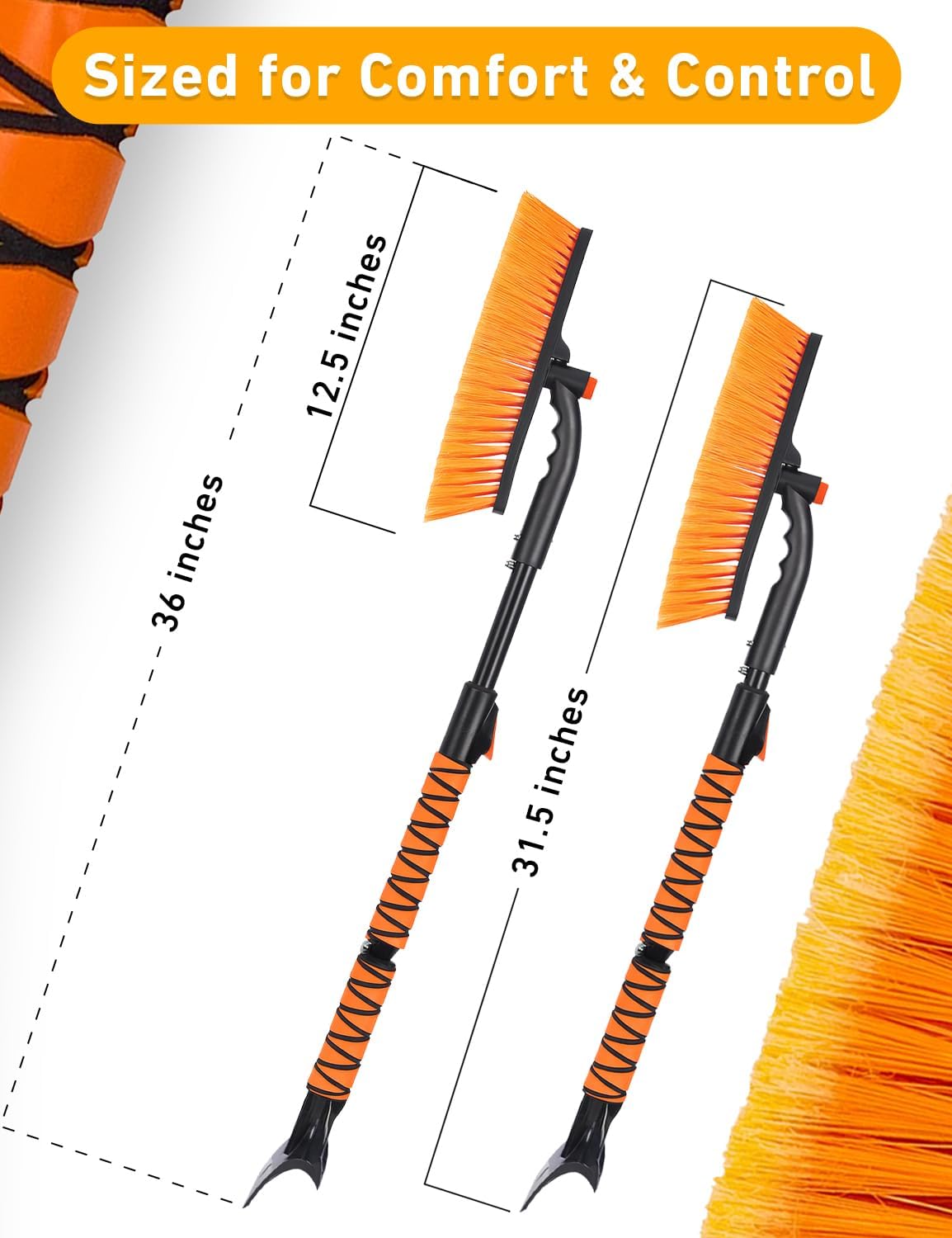 EcoNour 27" 3 in 1 Snow Brush with ice Scraper for car Windshield and Window | 360° Aluminum Rotatable Snow Brush for car | Winter Snow Removal Tools with Detachable Foam Grip | Winter Car Accessories