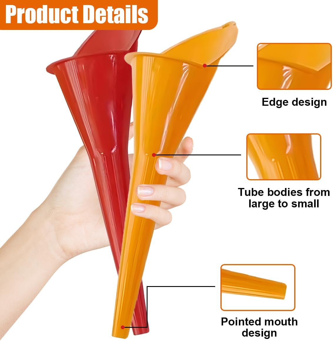 Long Neck Oil Funnel, Plastic Spill Saver Funnels, Multi-Function Funnel for All Automotive Oils, Water, Diesel Fuel, Lubricants, Engine Oils, Kerosene and Other Liquids (BL&2PCS)