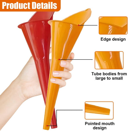 Long Neck Oil Funnel, Plastic Spill Saver Funnels, Multi-Function Funnel for All Automotive Oils, Water, Diesel Fuel, Lubricants, Engine Oils, Kerosene and Other Liquids (BL&2PCS)