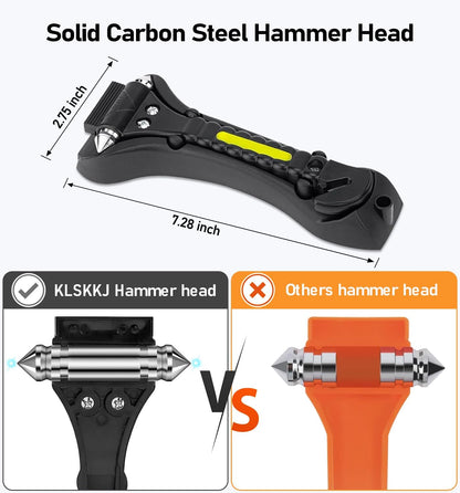 Car Safety Hammer 4 Pack, Car Window Glass Breaker and Seat Belt Cutter Car Emergency Escape Tool with Light Reflective Tape for Family Rescue, Life Saving Survival Kit