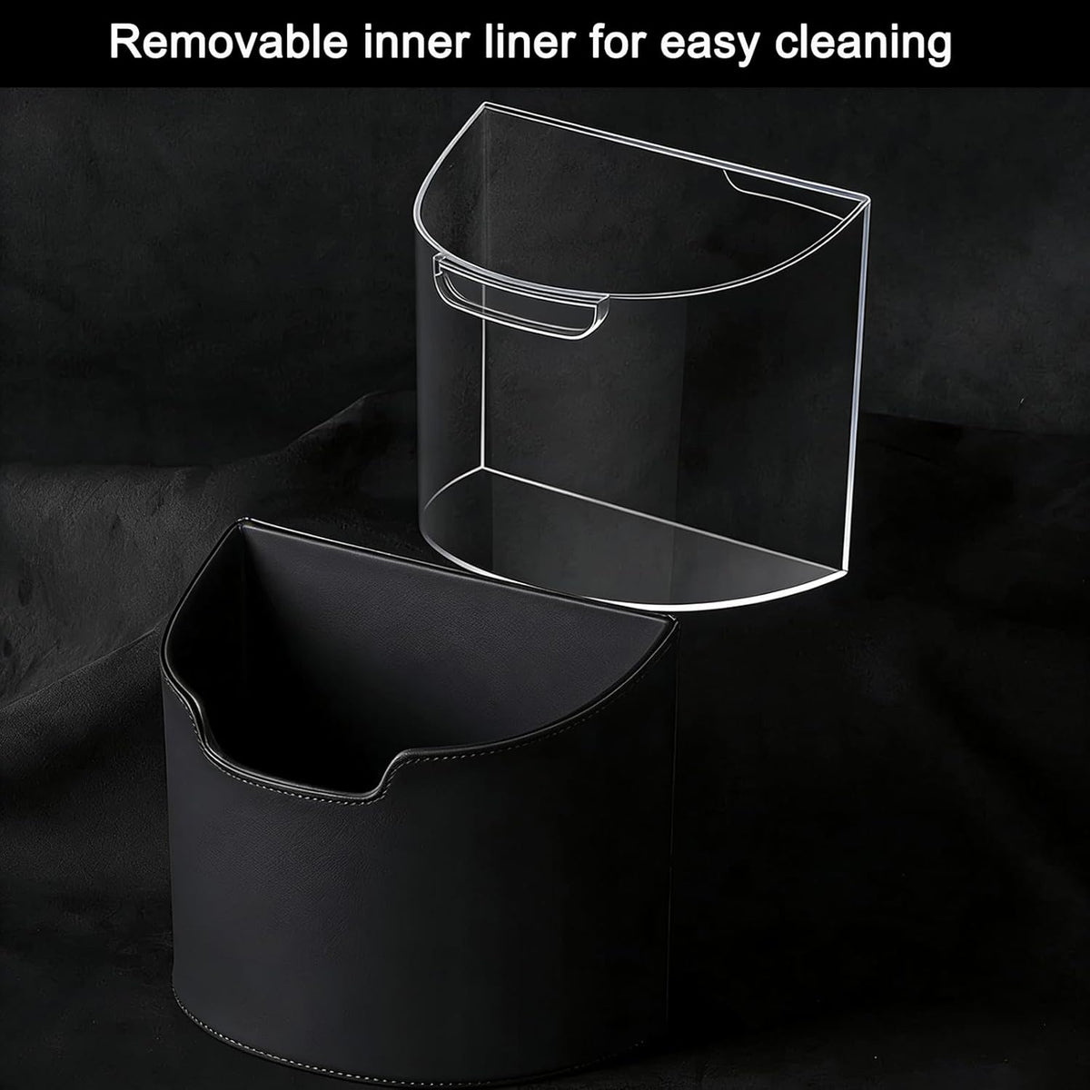 Leakproof Car Trash Can, Car Trash Bin with Removable Liner, Waterproof Automotive Garbage Can for Car Door, Seat Back, Console, Multipurpose Organizer for Vehicle Home Office (Black)