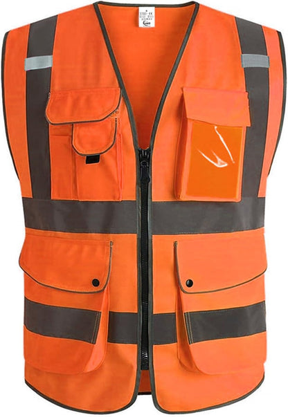 XIAKE 9 Pockets Class 2 High Visibility Reflective Safety Vest for Men Women,Meets ANSI/ISEA Standard