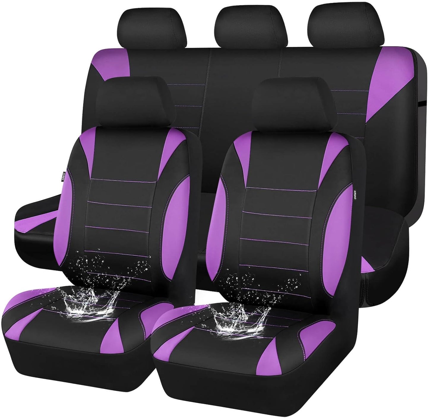 CAR PASS Waterproof Car Seat Covers Front Seats Only with 5mm Composite EVA, Neoprene Car Seat Cover with Separate Headrest Cover, Quick Setup Universal Fit for Car SUV Trucks,Airbag Compatible（Gray