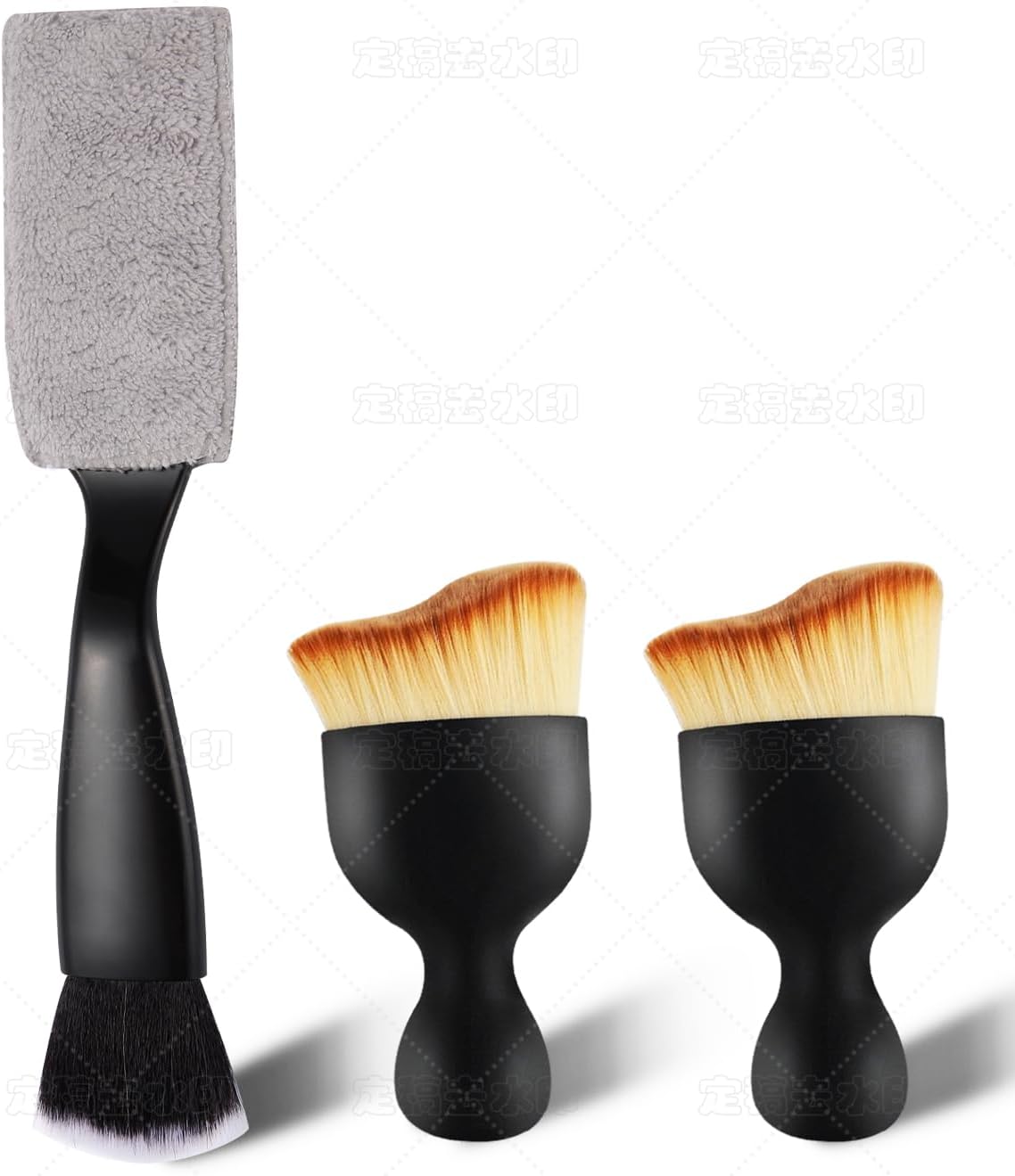 3PCS Car Interior Detailing Kit - 2 Curved Soft Bristle Brushes & 1 Dual-Head Duster | Scratch-Free Dusting for Dashboard, Vents - Fits All Vehicles (Sedans, SUVs, Trucks, ATVs)