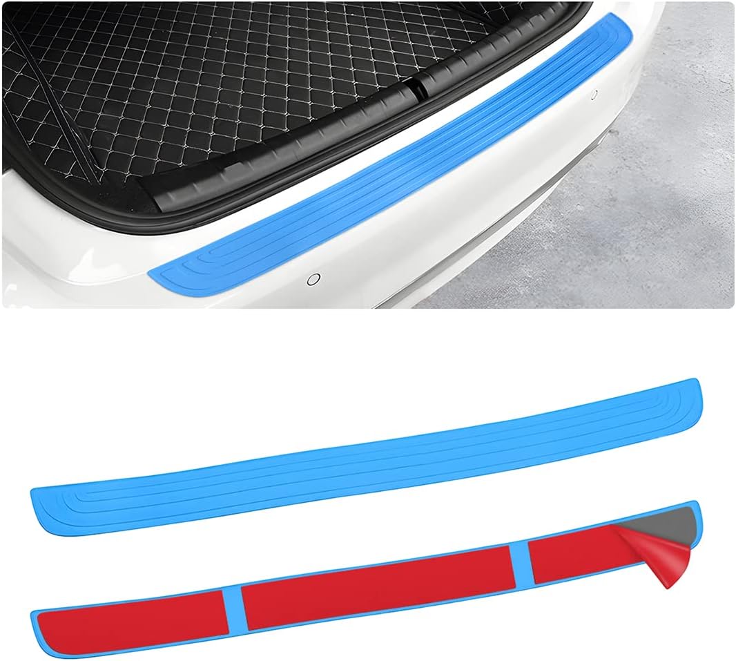 Car Rear Bumper Protector Guard, Anti-Scratch Abrasion Rubber Trunk Door Entry Sill Guard, Non-Slip Vehicle Trim Cover Protection Strip, Car Accessories for Most Cars and SUV (Black/Red/35.4" x2.7)