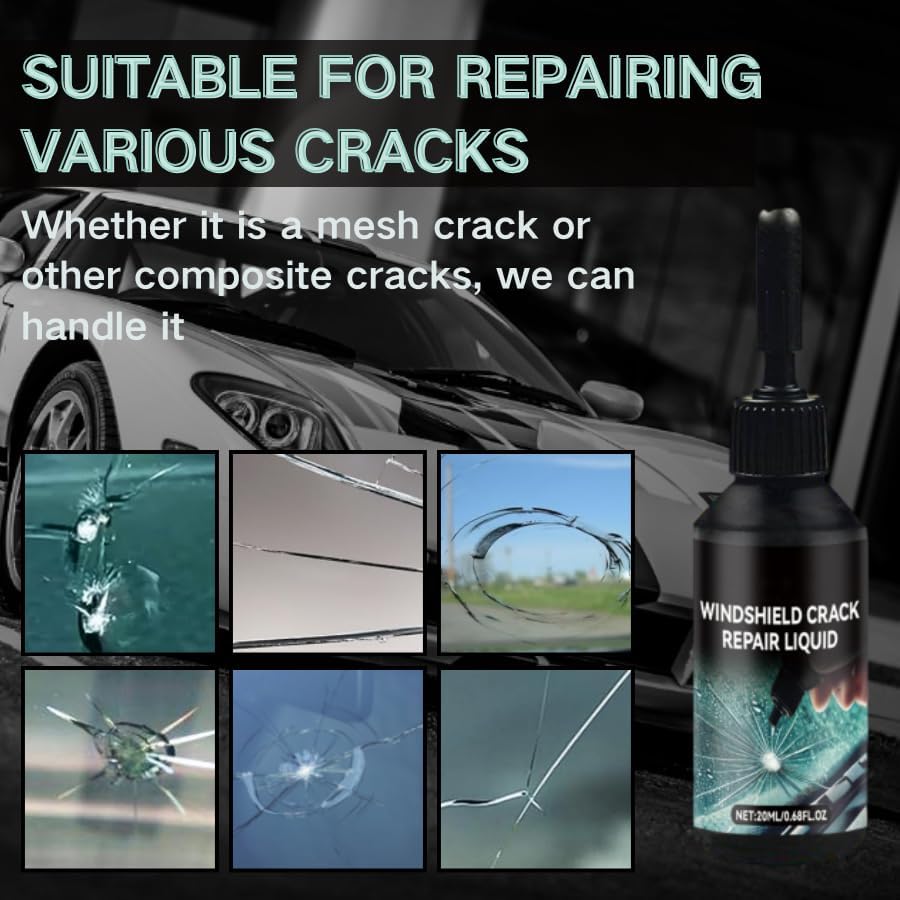 Windshield Crack Repair Kit, 2025 New Premium Windshield Repair Kit, Quick Glass Repair Liquid, for Windshields, Windows, Mirrors and All Glass Crack Types（2pcs）