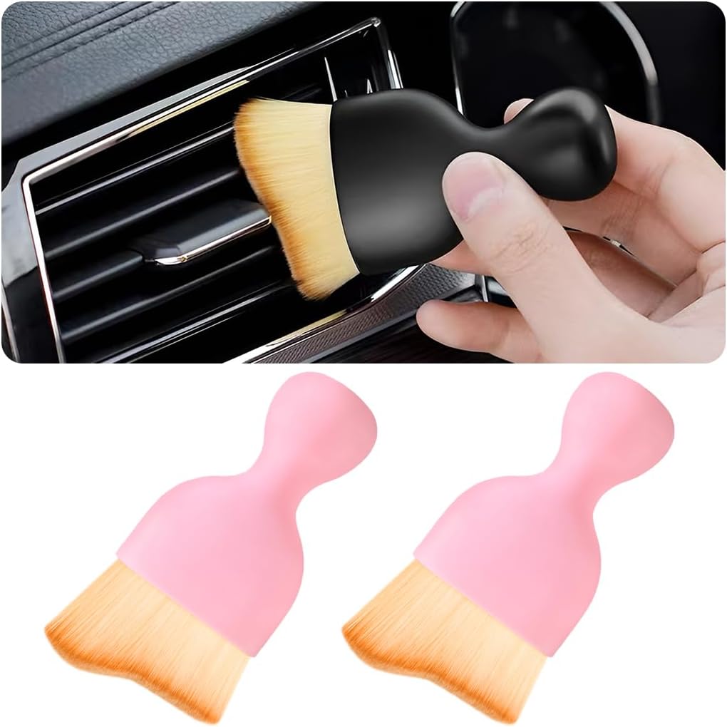 Blilo Car Interior Detailing Brush, Auto Soft Hair Cleaning Brushes, Curved Dirt Dust Collectors, Removal Tool for Dashboard Air Conditioner Vents Leather, Scratch Free (Black/1PCS)