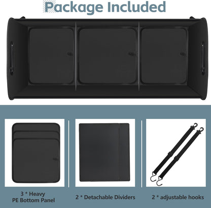 Car Trunk Organizer,Heavy Duty Collapsible 95 L Capacity Car Trunk Storage Organizer,Multi-Compartment Pockets, Adjustable Straps - Ideal for Travel, Camping, Shopping,Perfect for SUV, Truck, Sedan