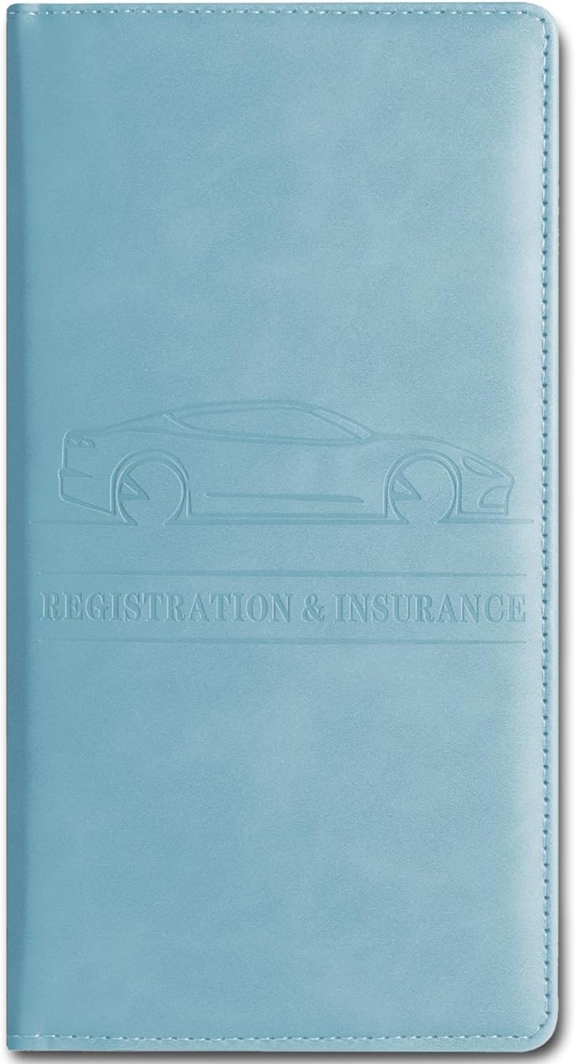 Car Accessories Registration and Insurance Holder,Leather Essential Card Magnetic Shut Vehicle Glove Box Organizer Case for Auto Driver License Document Truck Motorcycle Boat Men Women,Black