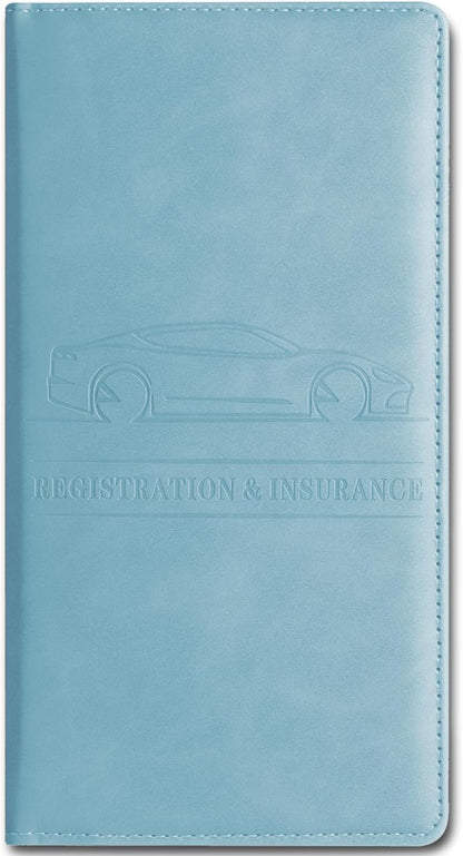 Car Accessories Registration and Insurance Holder,Leather Essential Card Magnetic Shut Vehicle Glove Box Organizer Case for Auto Driver License Document Truck Motorcycle Boat Men Women,Black