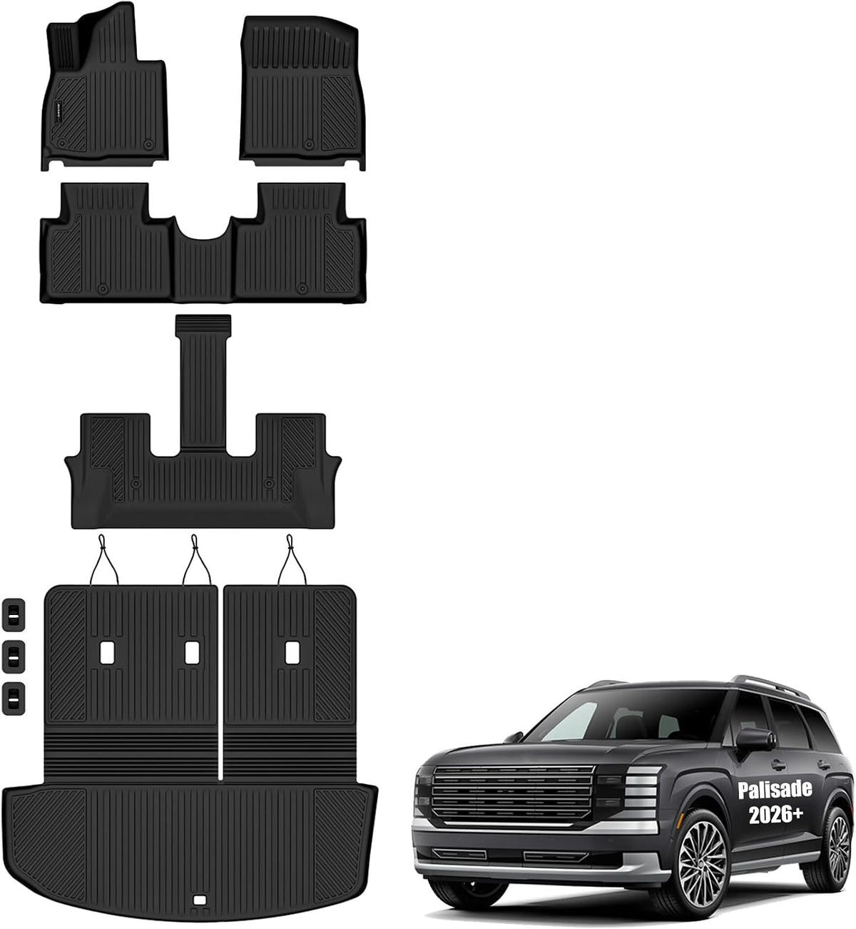 Auxko All Weather Floor Mat & Cargo Mat Fit for 2026 2025 2024 2023 2022 Hyundai Tucson Hybrid(Not PHEV) TPE Liner Tucson Accessory Set All Season Odorless Anti-Slip Floor Liner