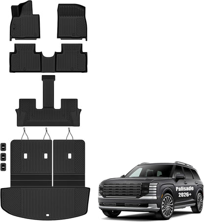Auxko All Weather Floor Mat & Cargo Mat Fit for 2026 2025 2024 2023 2022 Hyundai Tucson Hybrid(Not PHEV) TPE Liner Tucson Accessory Set All Season Odorless Anti-Slip Floor Liner