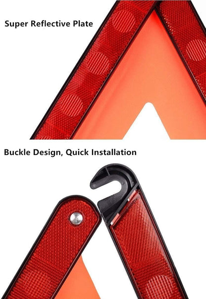 aikko Safety Triangle Kit Road Emergency Warning Reflector Roadside Reflective Early Warning Sign, Foldable 3 Pack of Emergency Car Kit