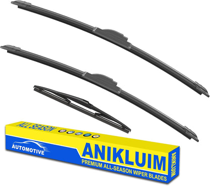 ANIKLUIM® 28"+28" Wiper Blades with 16" Rear Wiper Blade Set Replacement for 1996-2007 Caravan Town & Country Windshield Wipers Original Factory Quality (Pack of 3) - Colors A