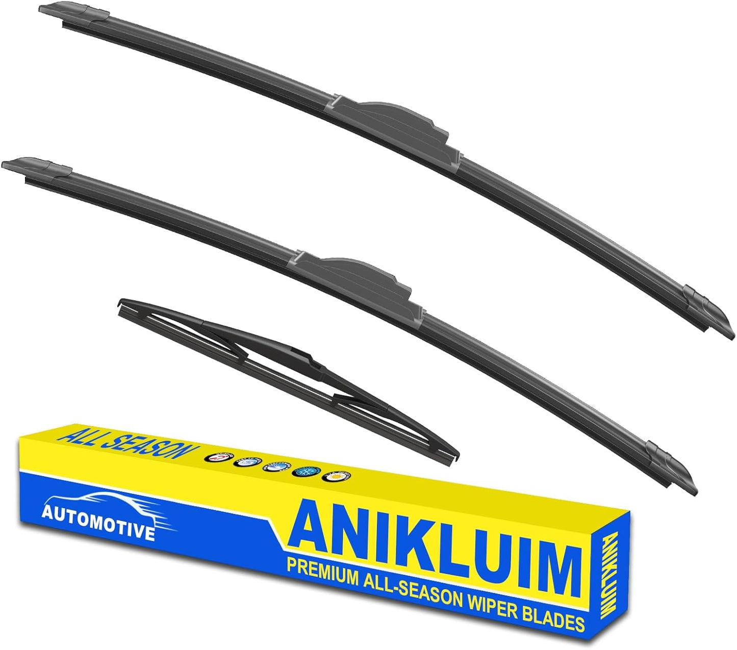 ANIKLUIM® 28"+28" Wiper Blades with 16" Rear Wiper Blade Set Replacement for 1996-2007 Caravan Town & Country Windshield Wipers Original Factory Quality (Pack of 3) - Colors B