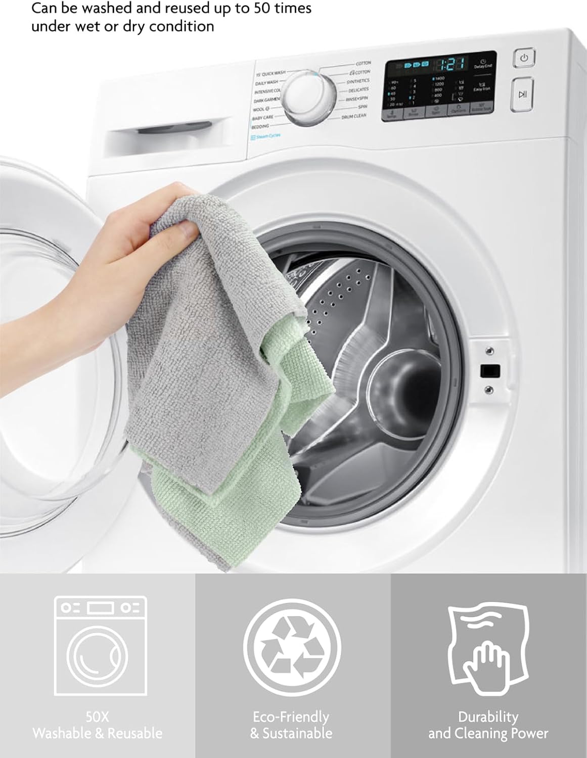 Fantasticlean Microfiber Cleaning Cloth Roll -75 Pack, Tear Away Microfiber Towels, 12" x 12", Reusable, Washable, Scratch Free, Ultra Absorbent for All-Around Cleaning Supplies (DimGray)