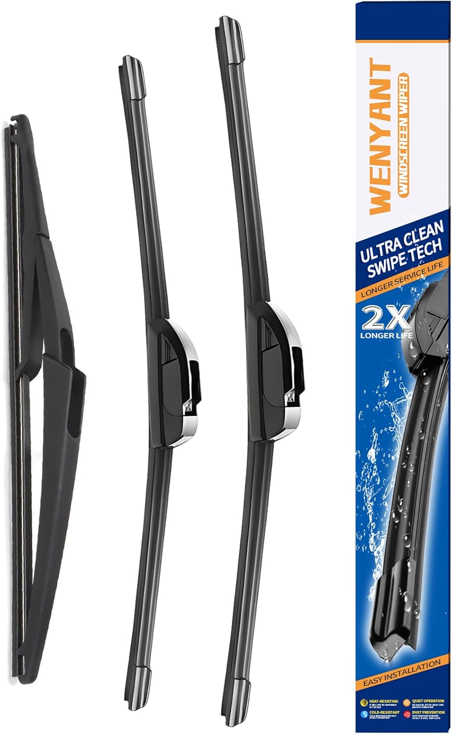26"/19"/16" Windshield Wipers Compatible with Toyota Prius 2010-2015 Front and Rear Wiper Blades for My Car Automotive Replacement (Set of 3) - Colors C