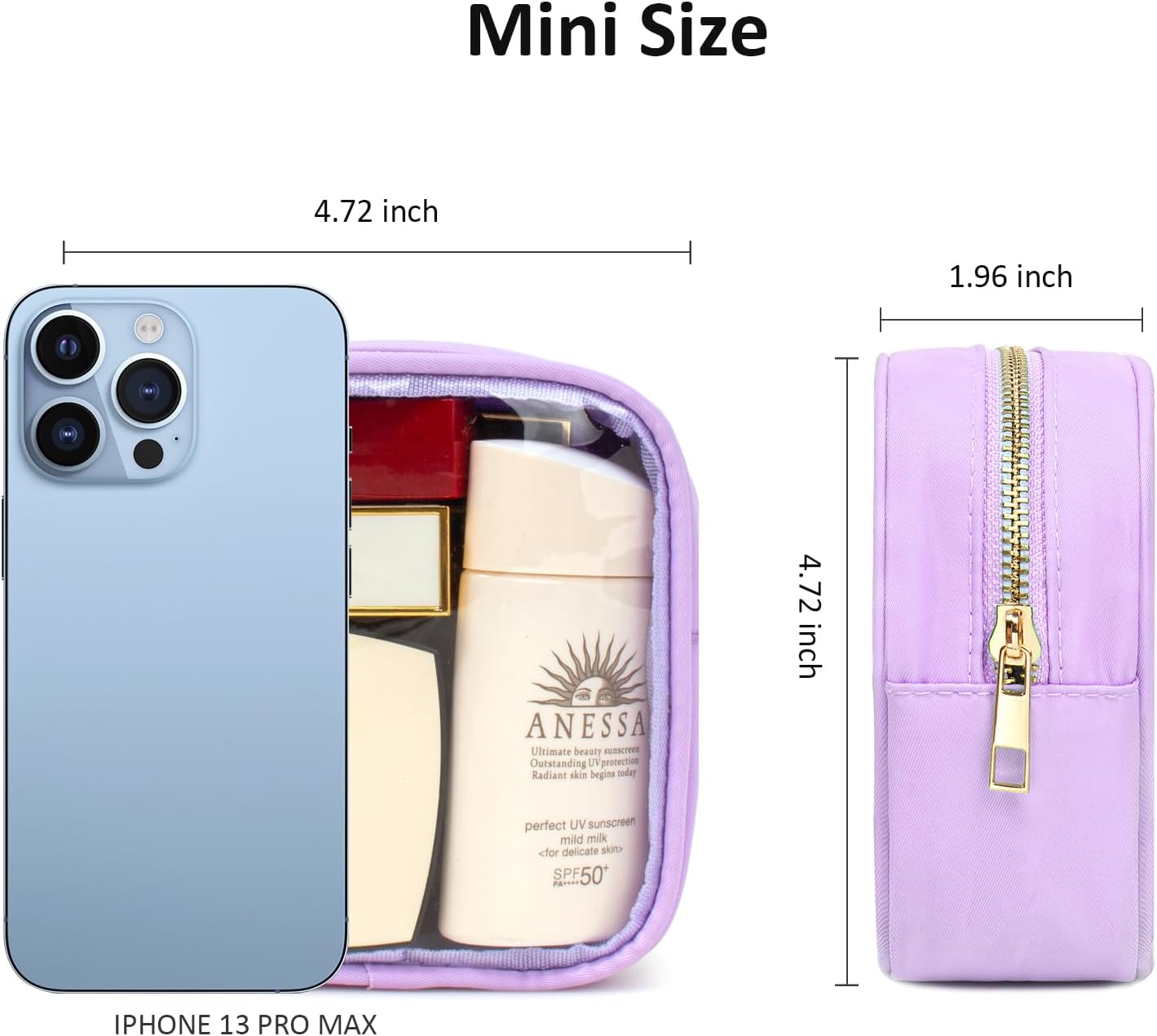 Small Clear Makeup Bag for Purse Small Cosmetic Bag Travel Size Toiletry Bags Cute Travel Makeup Bag,Coin Purse,Car Asscessories Organizer Storage Travel Essentials for Women Girls(Clear-Beige)