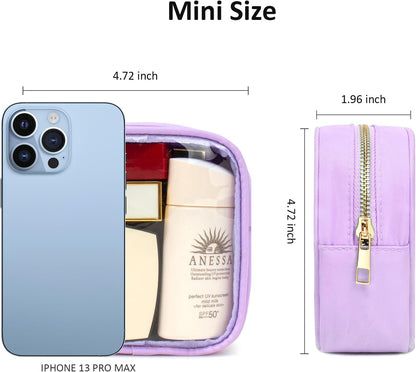 Small Clear Makeup Bag for Purse Small Cosmetic Bag Travel Size Toiletry Bags Cute Travel Makeup Bag,Coin Purse,Car Asscessories Organizer Storage Travel Essentials for Women Girls(Clear-Beige)