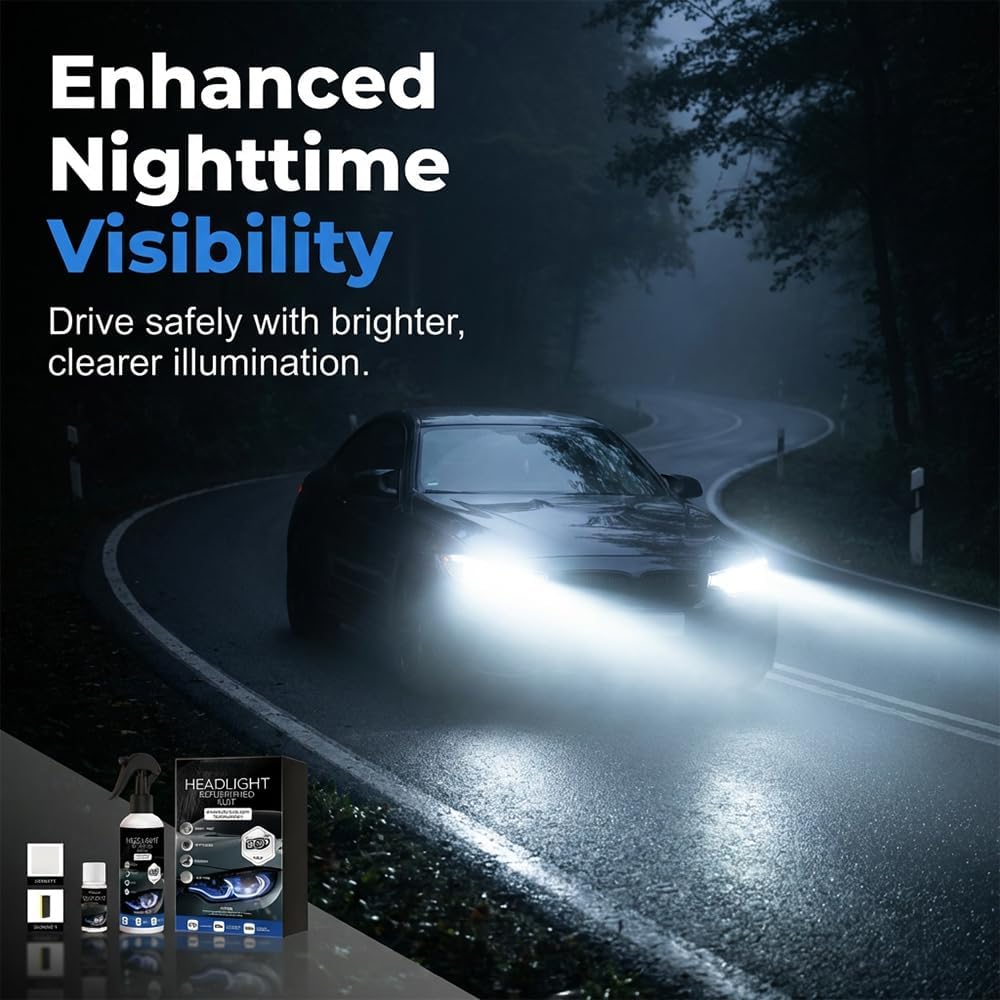 Automotive Headlamp Restoration Fluid, 2026 New Automotive Headlight Restoration Kit, Multifunctional Headlight Refurbish Kit for Cars, Easy Use Headlight Repair Kit for All Vehicles (1)