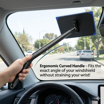 desin Car Windshield Cleaning Tool, Windshield Cleaner with 5 Washable and Reusable Microfiber Pads and Extendable Handle, for Auto Glass Wiper (Green)
