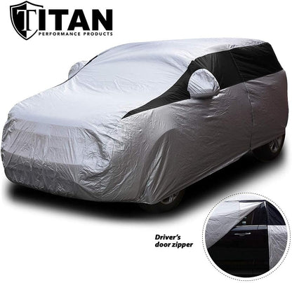 Titan Lightweight Poly 210T Car Cover for Compact SUV 170-187". Waterproof, UV Protection, Scratch Resistant, Driver-Side Zippered Opening. Fits Rav4, Rogue, CR-V and More.