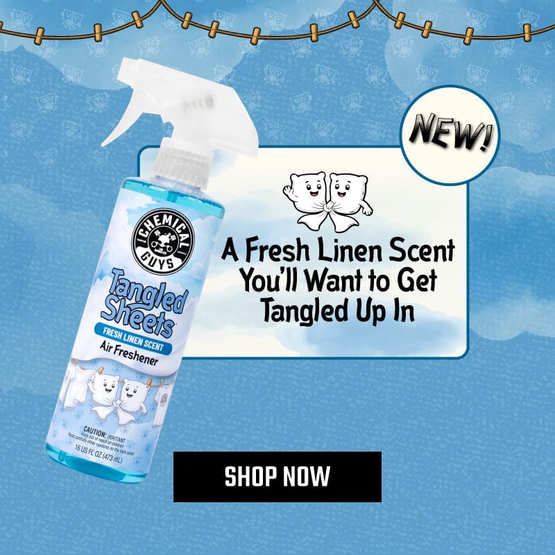 Chemical Guys Tangled Sheets Fresh Linen Scent Air Freshener Spray and Odor Eliminator, Clean Fabric Inspired Spray for Home, Office, Bathroom, Dorm, and Car Interior - 16 Fl Oz