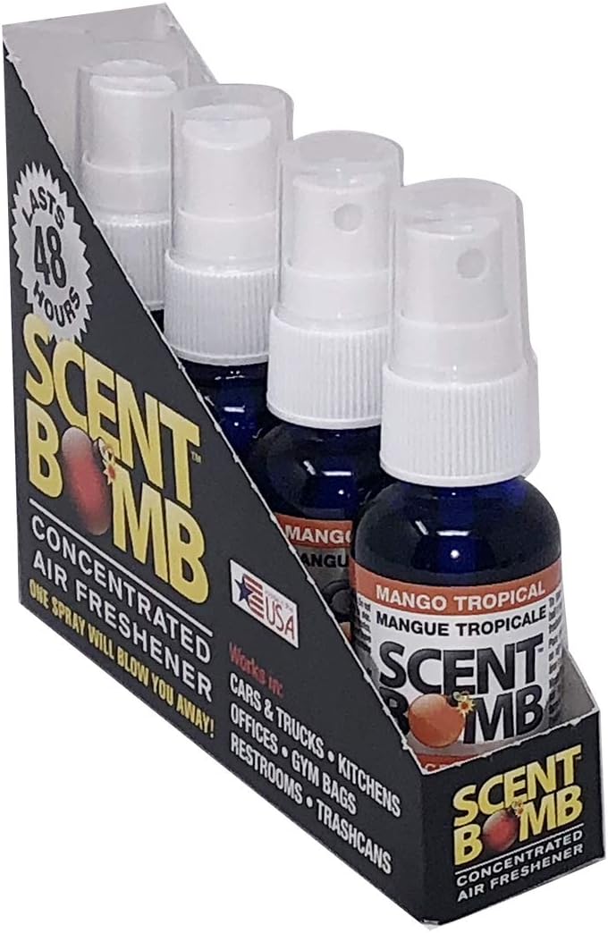 Scent Bomb Air Freshener Spray, Long-Lasting Odor Eliminator - Effective Deodorizer for Home & Car, Fresh Room Spray for Kitchen, Bathroom & Smell Neutralizer - 1 oz Pack of 4, Black Cherry Scent