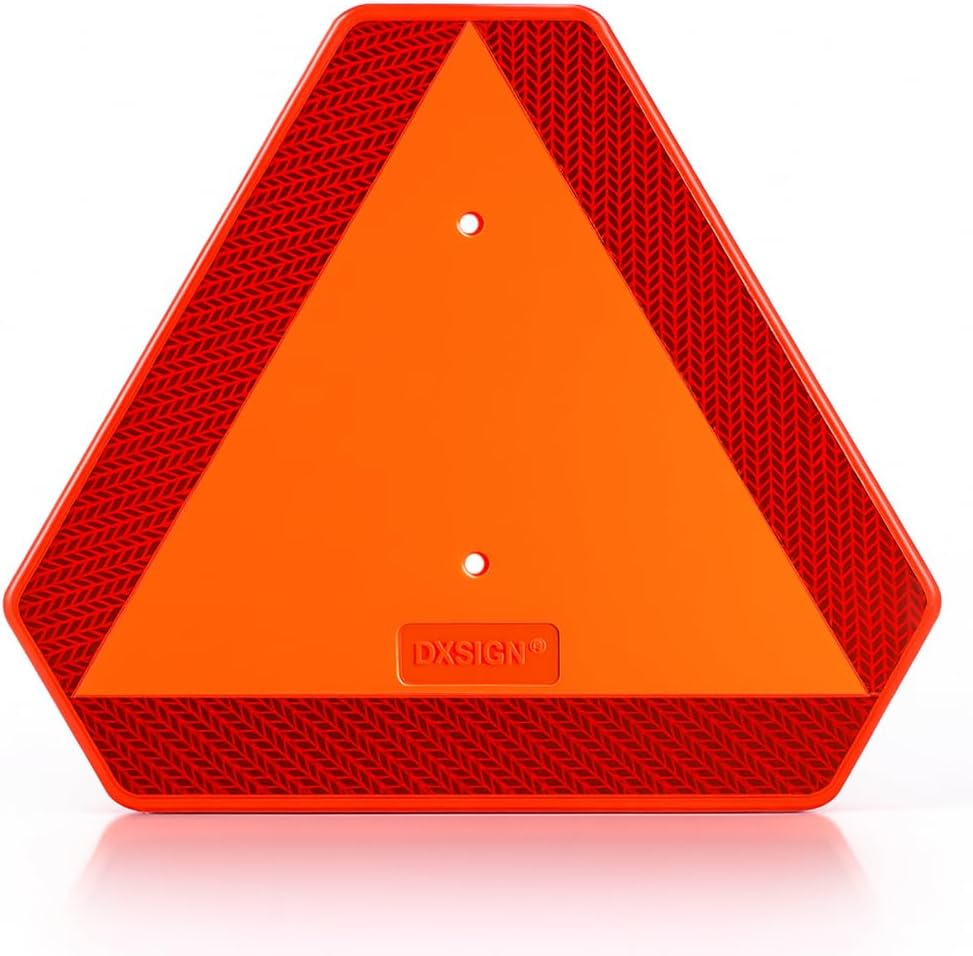 Slow Moving Vehicle Safety Sign,Slow Moving Vehicle Triangle Sign,Plastic 14"x16" Engineering Grade Reflective for Golf Cart (Plastic)