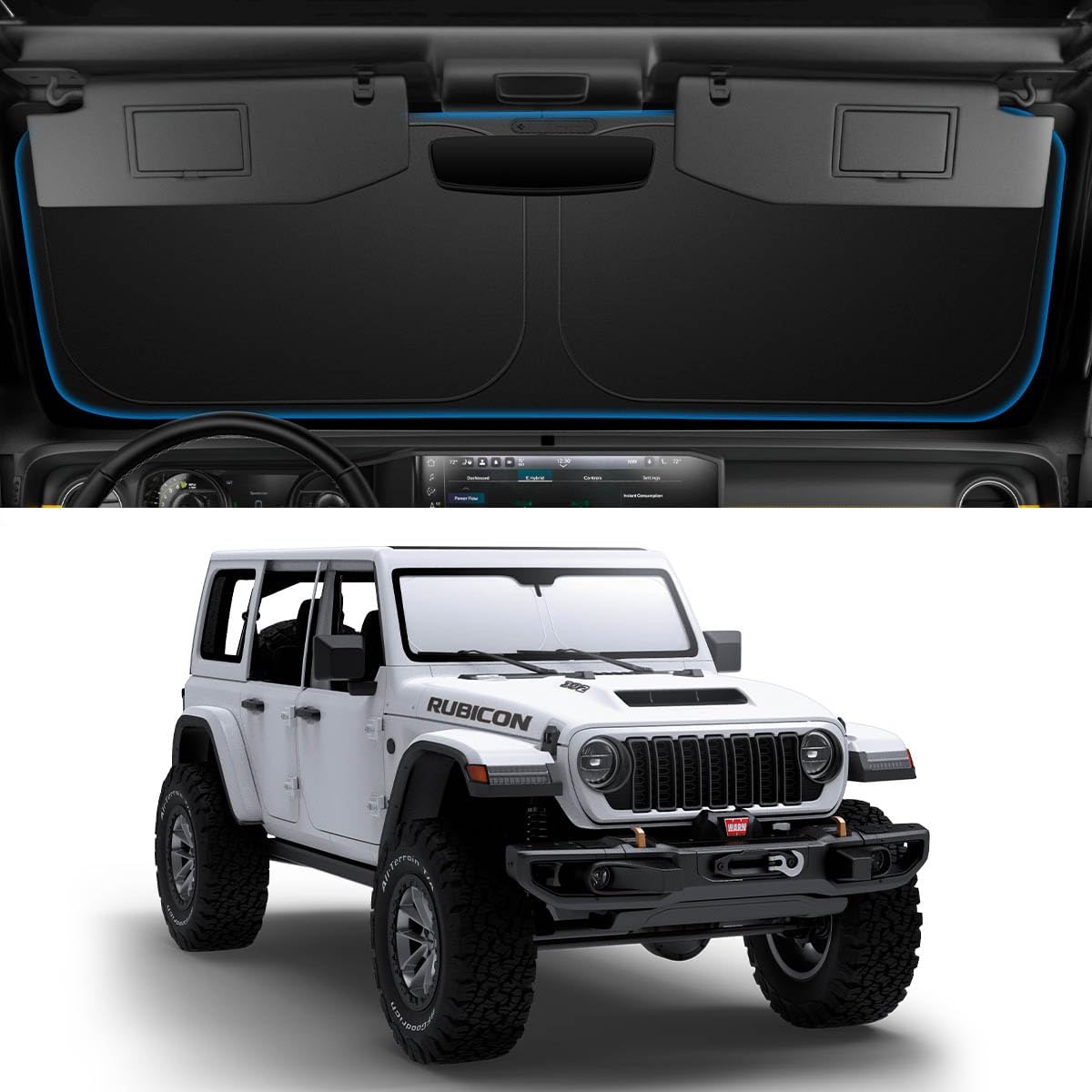 Spigen ZeroGap Windshield Sunshade for Tesla Model Y & 3, Maximum UV & Heat Protection, Dual Layer with Pocket | Car Accessories for Model Y Juniper, Model Y L, Model 3 Highland | Gift for Tesla Owner