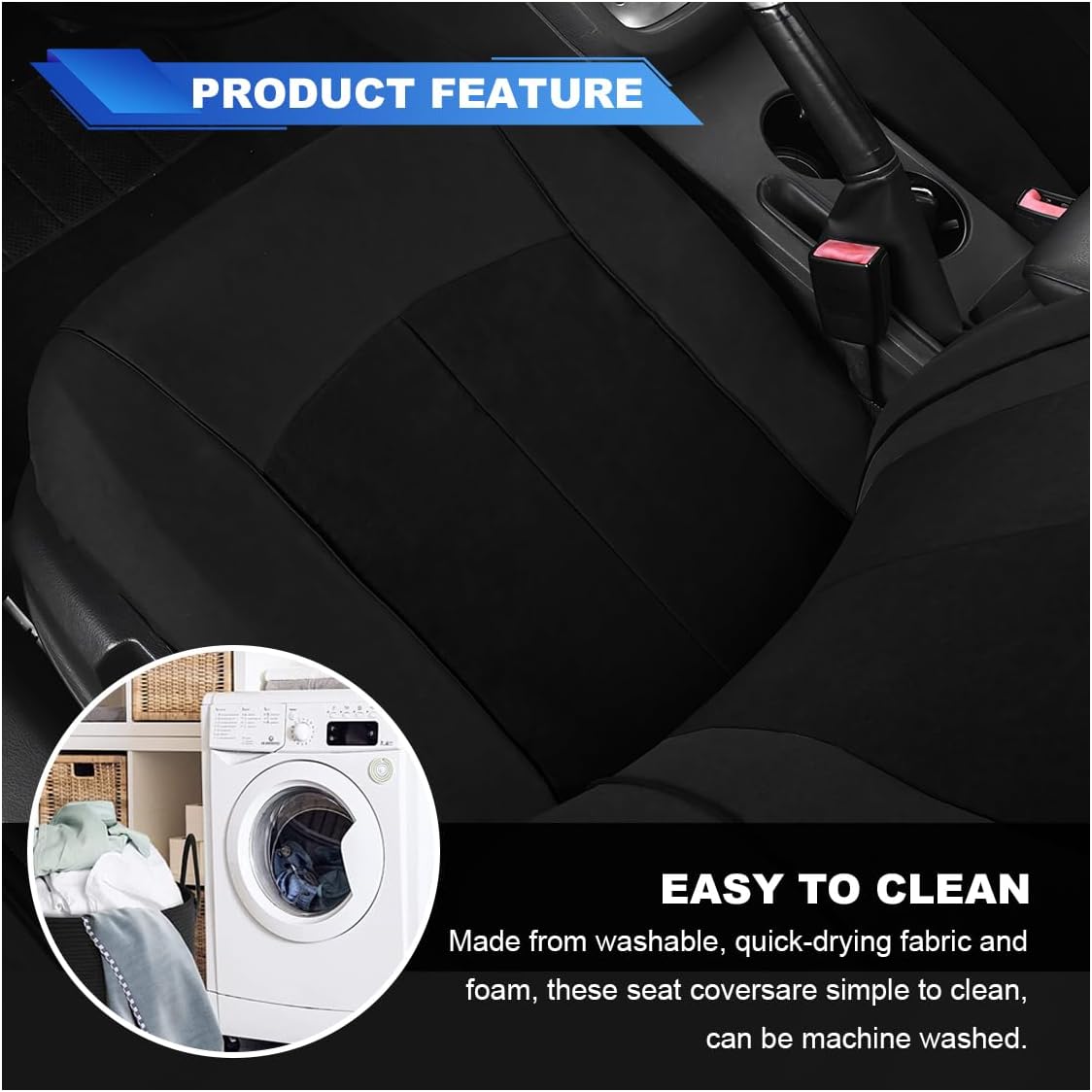 ZIMISI 4PCS Car Front Seat Covers, Comfort Breathable Vehicle Seat Protector Cover, Universal Automotive Interior Accessories for Car, SUV, Truck (Grey/Black)